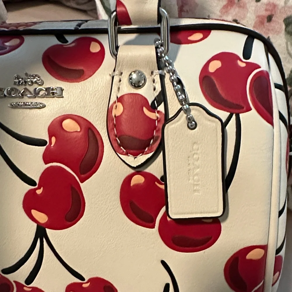 Coach Cherry Print Satchel - Cream and Red - Picture 4 of 4